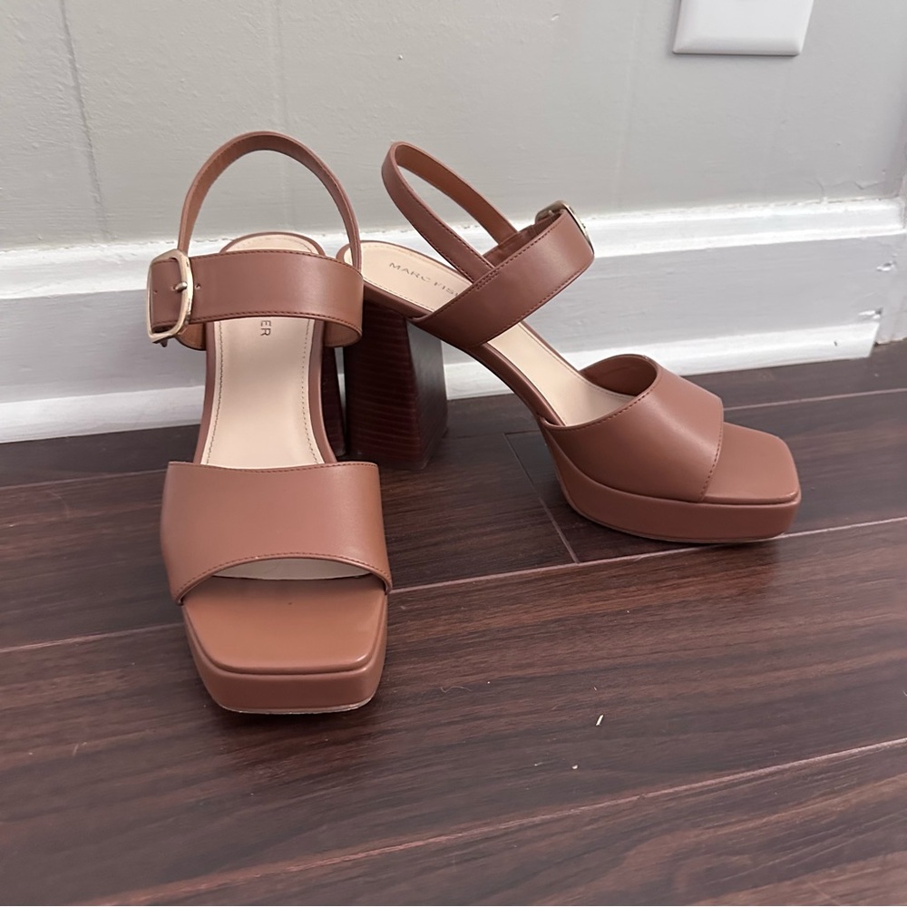 Brown Platform Square Toe Sandals